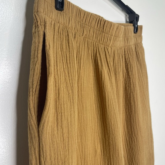 Women's Wishlist Camel Pull On Crop Muslin Wide Leg Cotton Pants Size Small - Picture 2 of 12